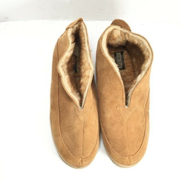 Guide Gear Men's Leather Bootie Slippers Faux Fur Lined Size 8 Brown - Picture 9 of 9